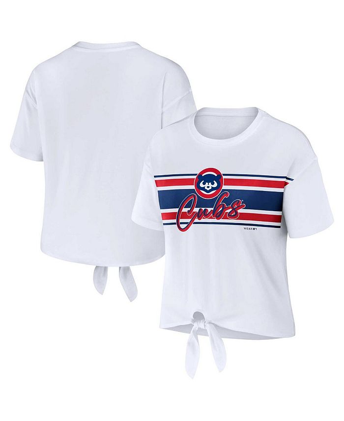 Women's White Chicago Cubs Front Tie T-shirt