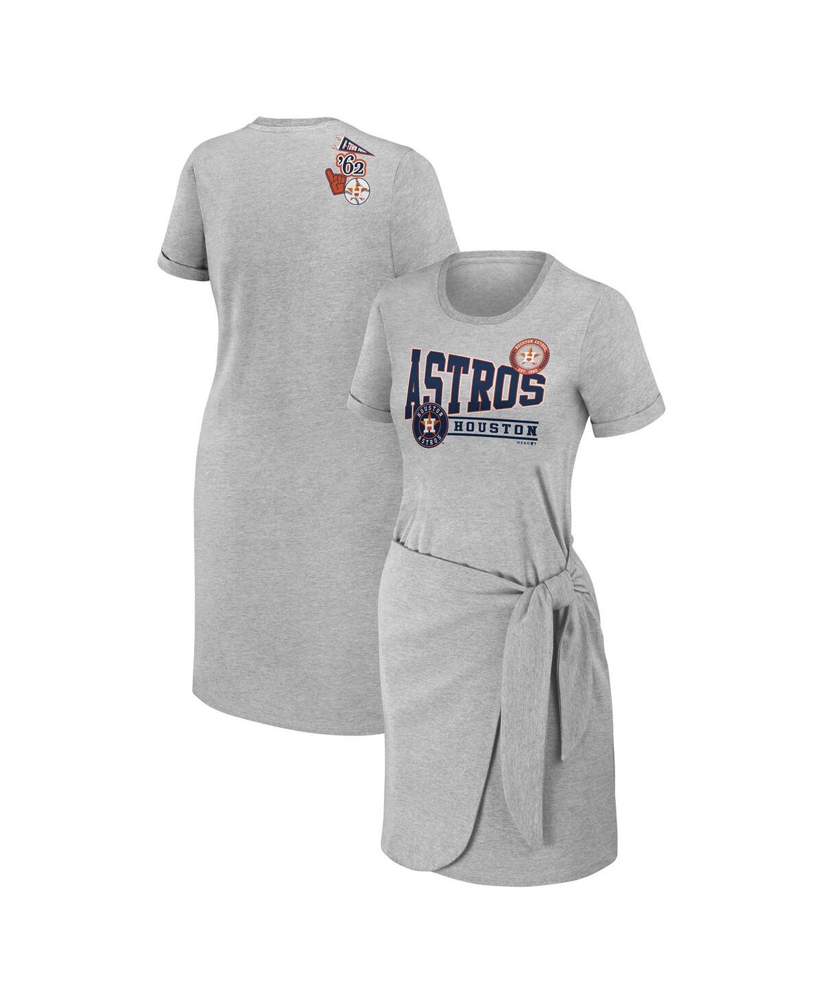 Wear By Erin Andrews Women's  Heather Gray Houston Astros Plus Size Knotted T-shirt Dress