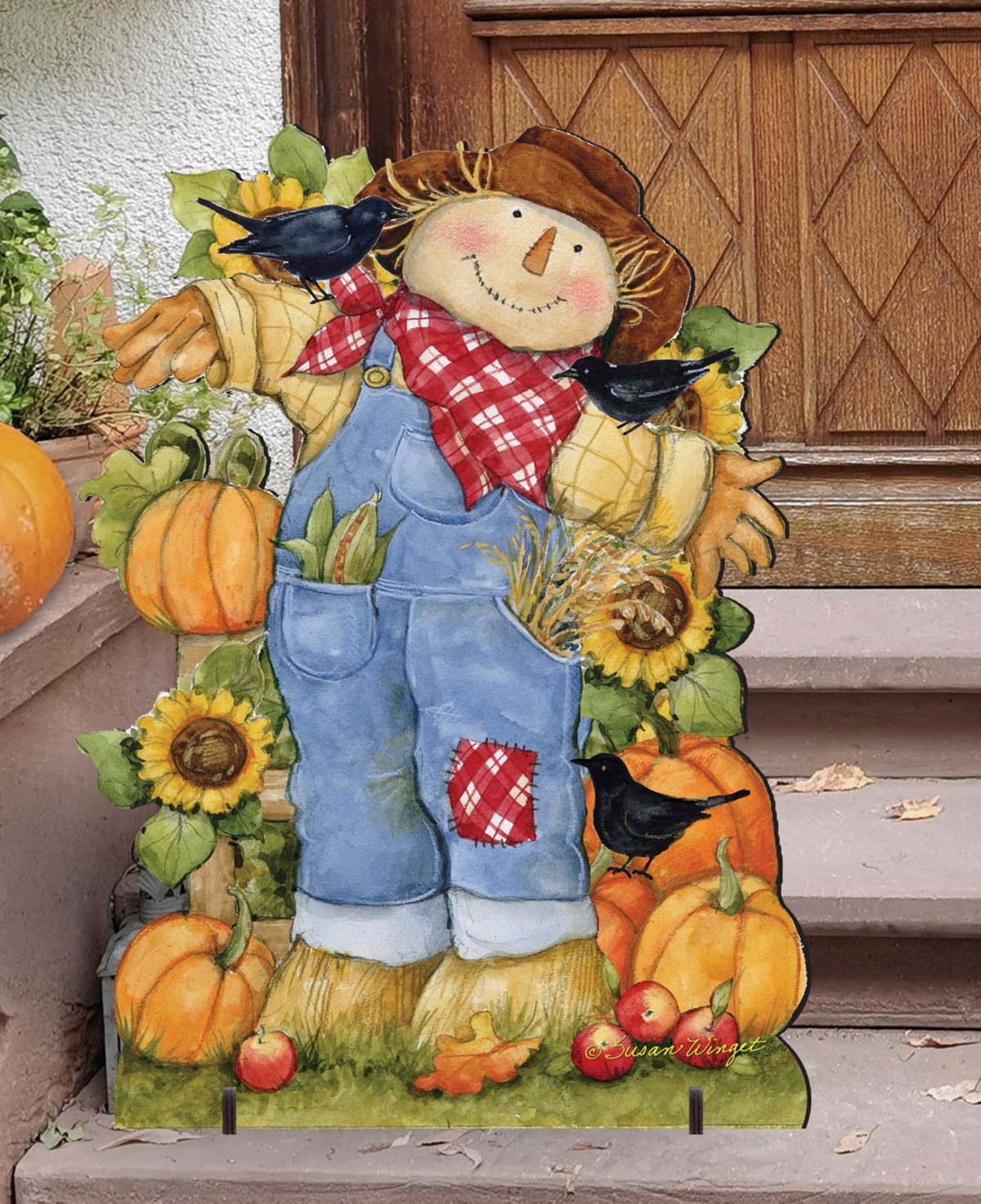 Shop Designocracy Outdoor Holiday Free Standing Garden Decor Scarecrow S. Winget In Multi Color