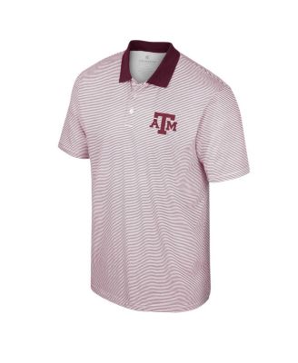 Men's White, Maroon Texas A&M Aggies Print Stripe Polo Shirt