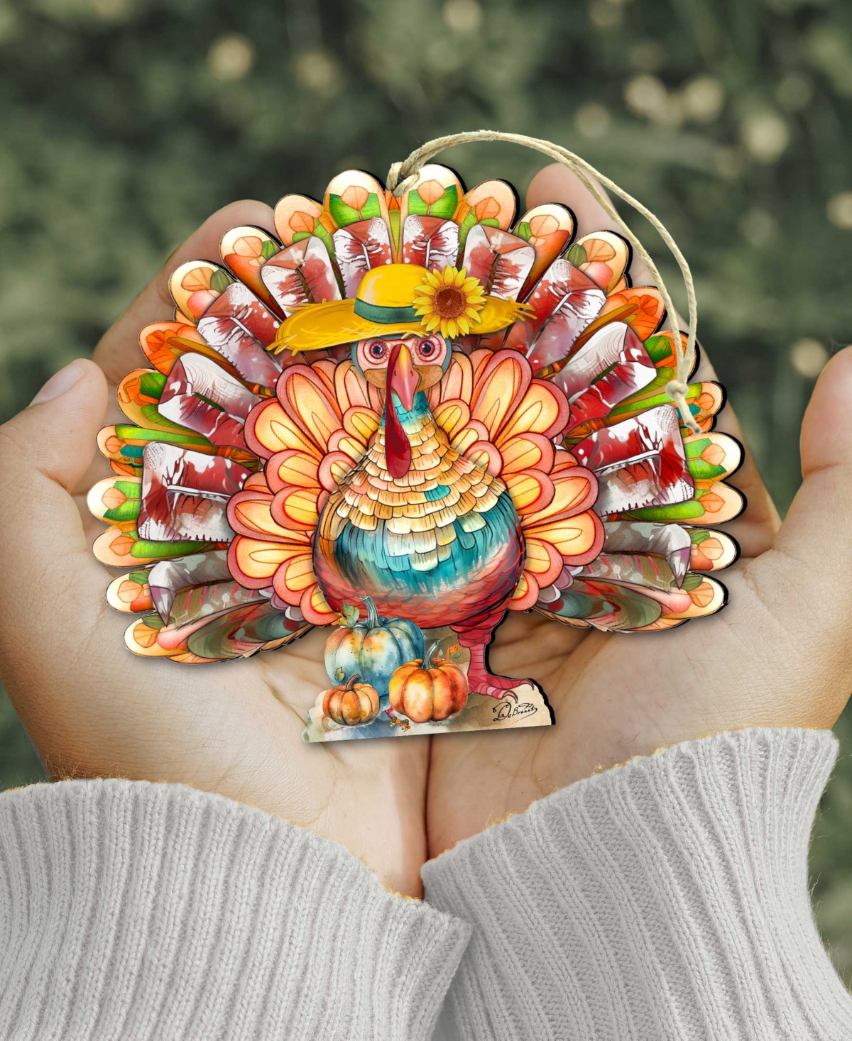 Designocracy Holiday Wooden Ornaments Thanksgiving Turkey Home Decor G. Debrekht In Multi Color