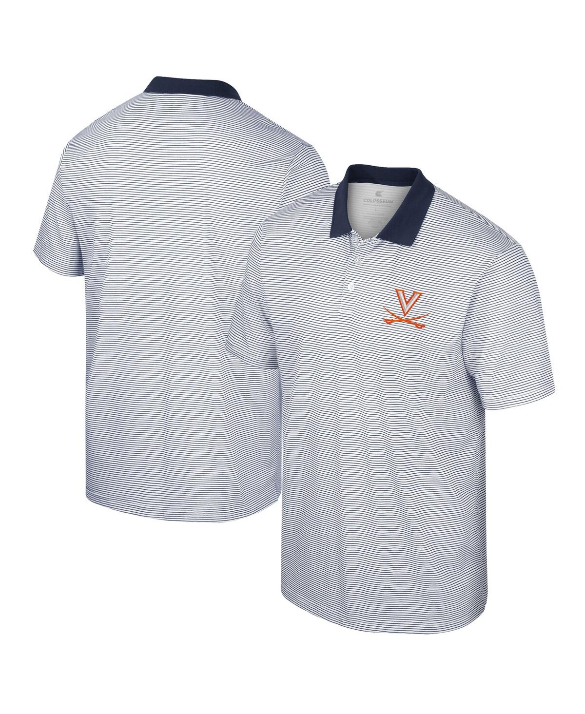 Shop Colosseum Men's  White, Navy Virginia Cavaliers Print Stripe Polo Shirt In White,navy