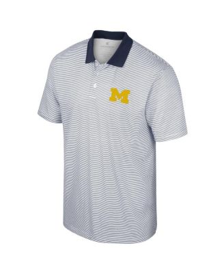 Men's White, Black Michigan Wolverines Print Stripe Polo Shirt