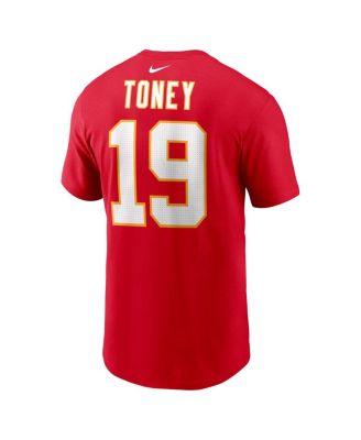 Men's Kadarius Toney Red Kansas City Chiefs Player Name and Number T-shirt