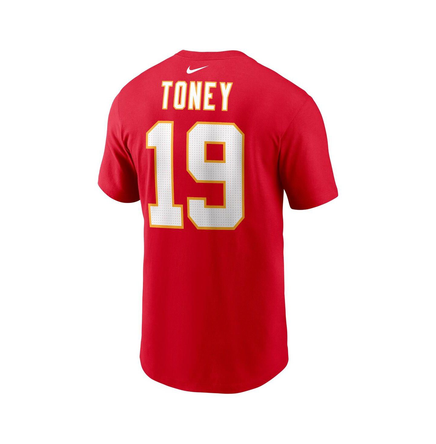 Мужская футболка Nike Kadarius Toney Red Kansas City Chiefs Player Name and Number — фото 3