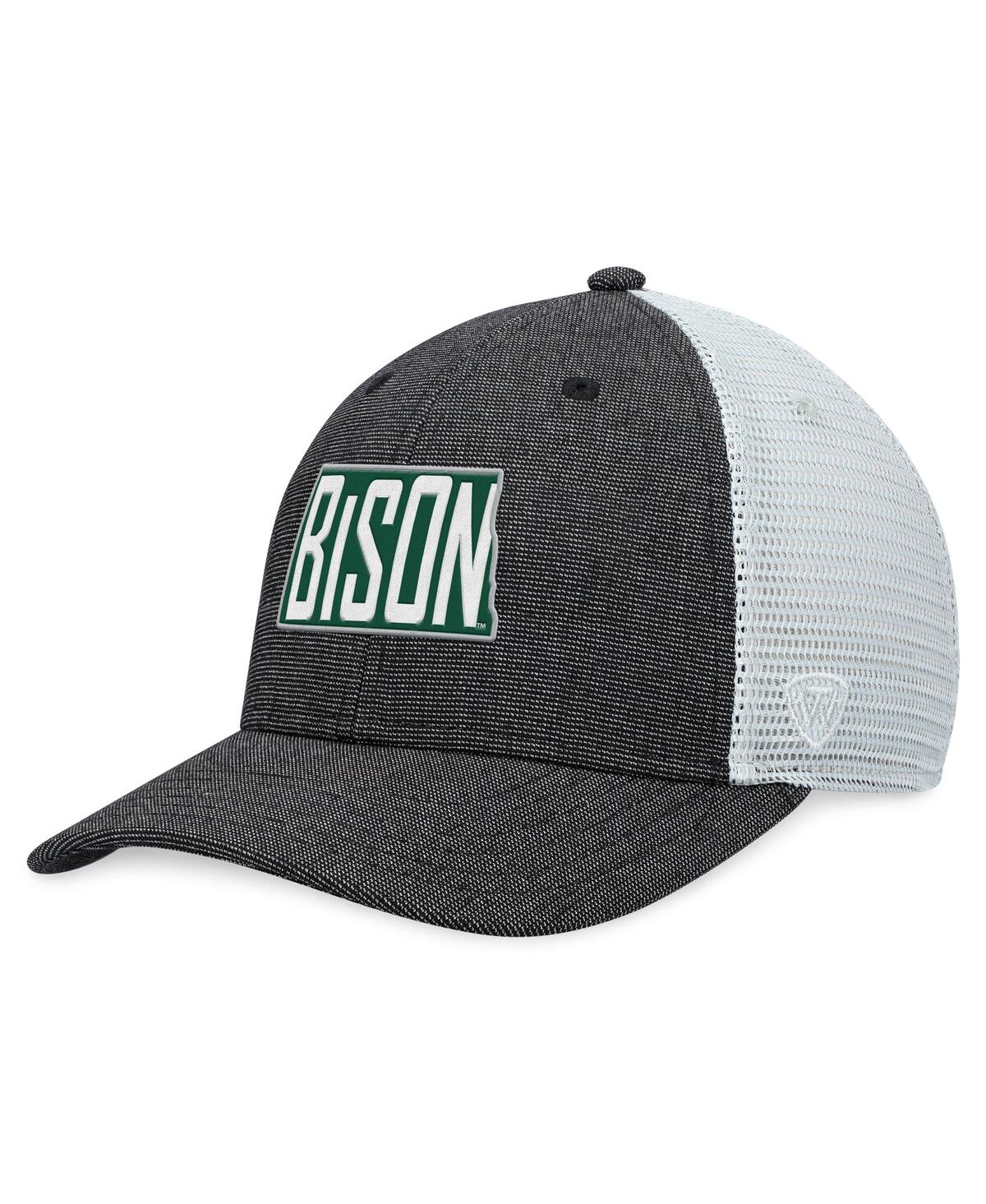 Top Of The World Men's  Charcoal, White Ndsu Bison Townhall Trucker Snapback Hat In Charcoal,white