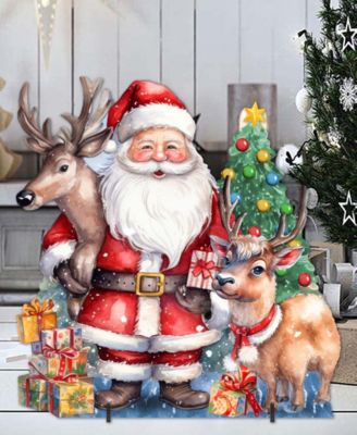 Santa with Reindeers 32" Outdoor Christmas Lawn Decor G. DeBrekht
