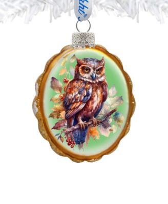 Owl Keepsake Holiday Mercury Glass Ornaments G. DeBrekht