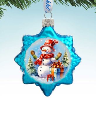 Snowman Gift Keepsake Holiday Mercury Glass Ornaments G. DeBrekht
