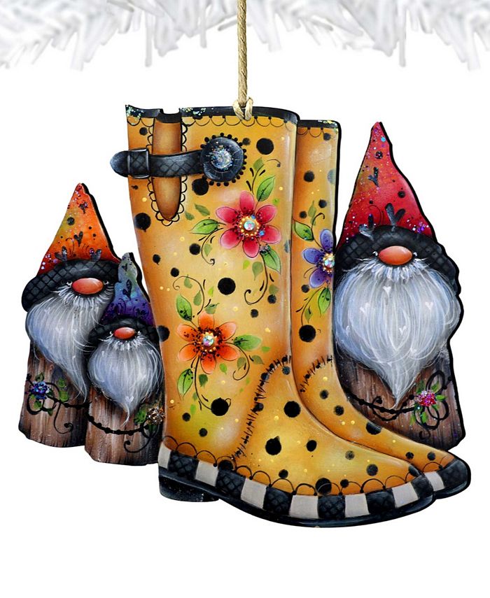 Designocracy Hello Christmas Boots Wooden Ornament by J. Mills