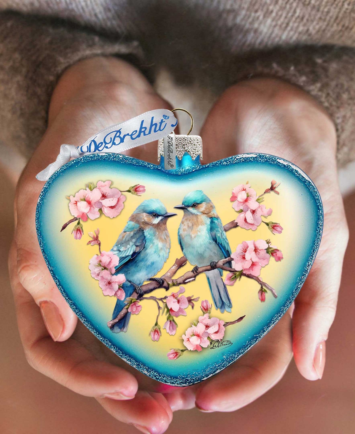 Designocracy Blooming Love Heart Christmas Mercury Glass Ornaments G. Debrekht In Multi Color