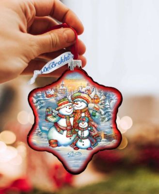 Cheerful Snowmen Snowflake Mercury Christmas Glass Ornaments G. DeBrekht