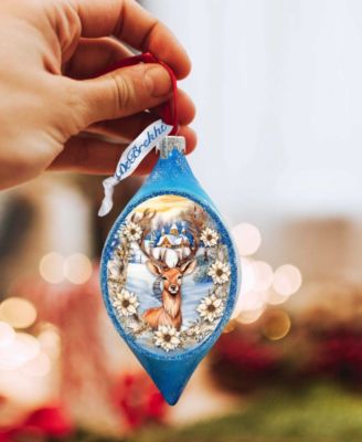 Majestic Forest Deer Drop Holiday Mercury Glass Ornaments G. DeBrekht