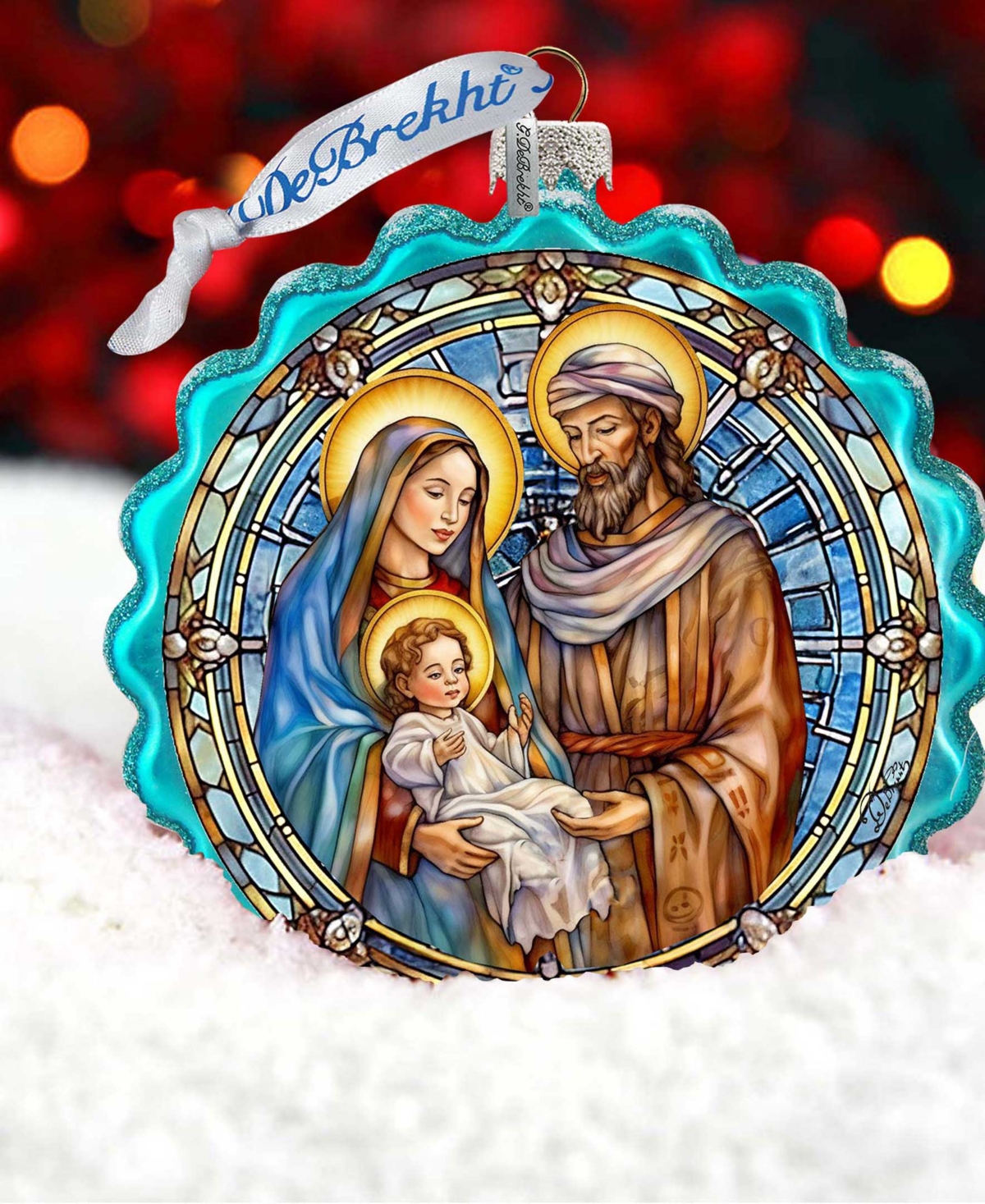 Designocracy Classical Holy Family Wreath Mercury Christmas Glass Ornaments G. Debrekht In Multi Color