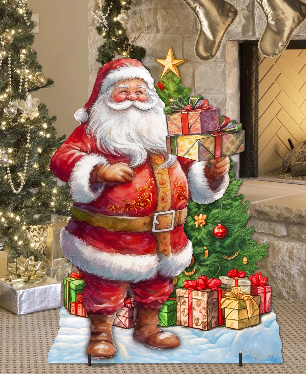 Designocracy Celebrate with Santa - Santa with Gifts Outdoor Christmas Yard Decor G. DeBrekht