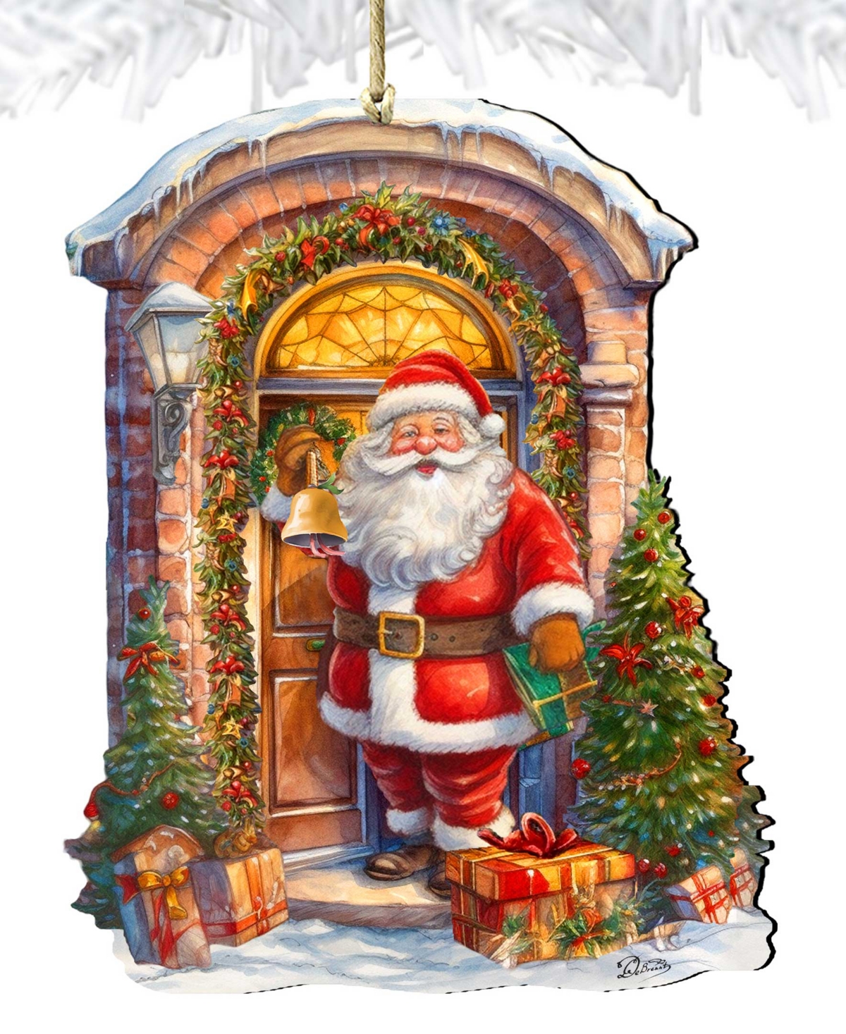 Shop Designocracy Knocking The Door Santa Christmas Wooden Ornaments Holiday Decor G. Debrekht In Multi Color
