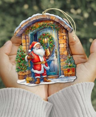 Joyful Moments at the Doorstep Christmas Wooden Ornaments G. DeBrekht