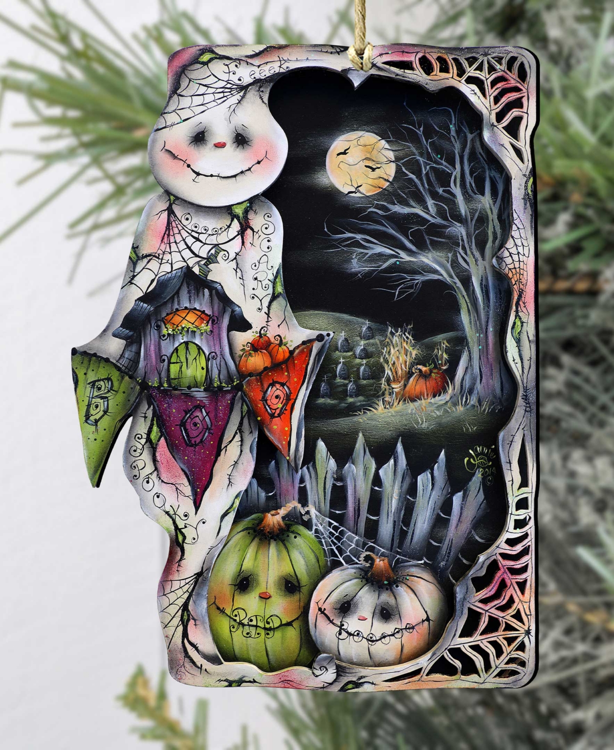Shop Designocracy Holiday Wooden Ornaments Night Of The Pumpkins Home Decor J. Mills-price In Multi Color