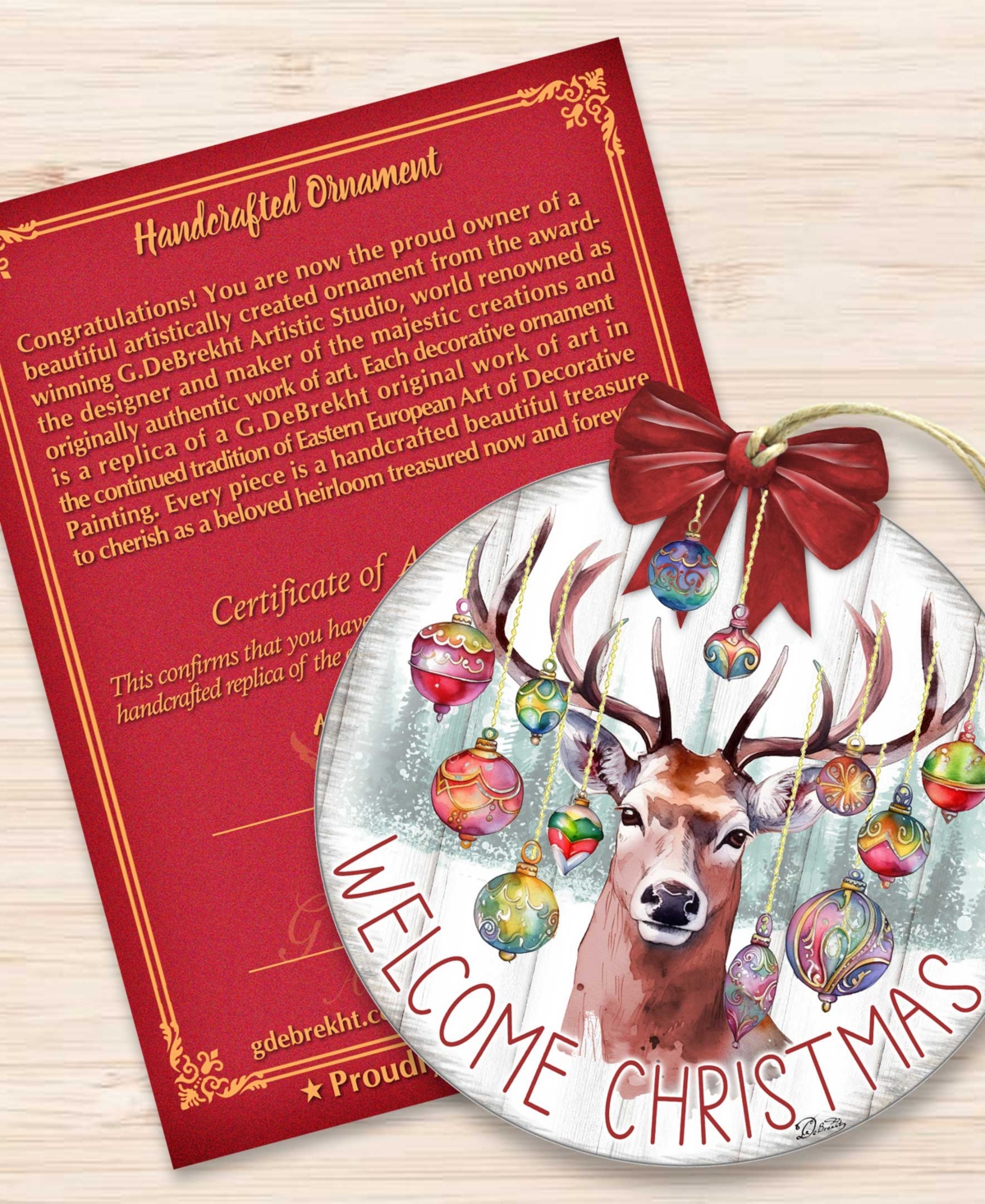 Designocracy Welcome Christmas Wooden Ornaments Holiday Decor G. DeBrekht