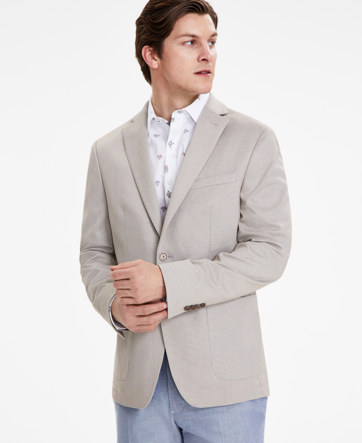 Men's Slim-Fit Knit Sport Coat, Created for Macy's - Grey Navy