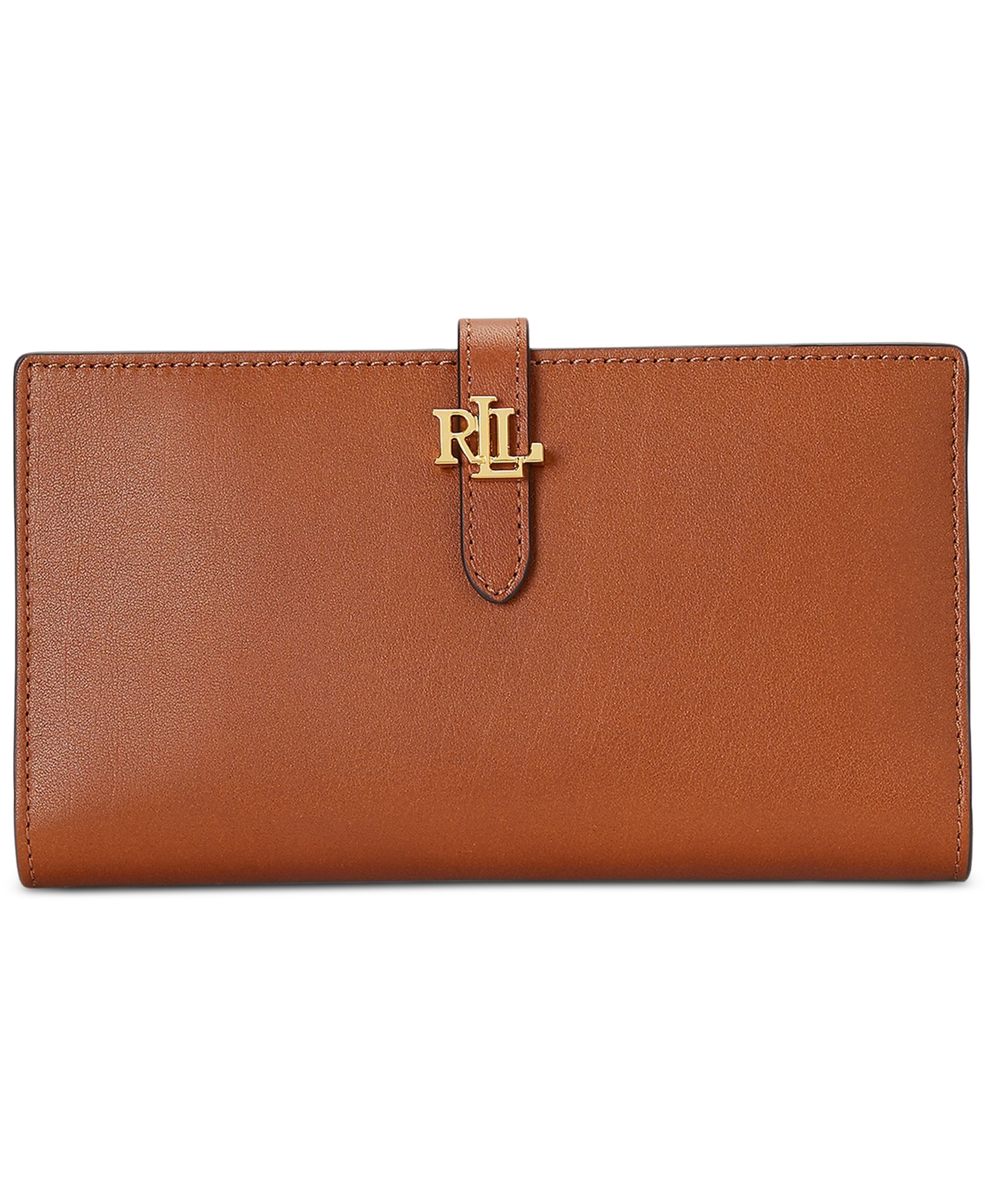 Shop Lauren Ralph Lauren Logo Leather Bifold Wallet In Lauren Tan