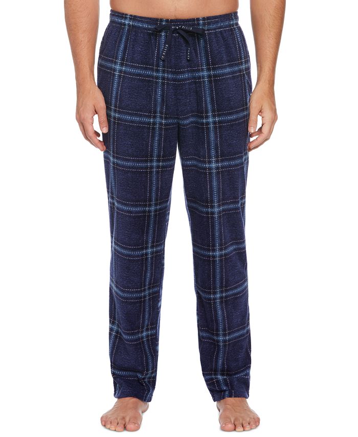 Perry Ellis Portfolio Men's Windowpane Plaid Fleece Pajama Pants - Macy's