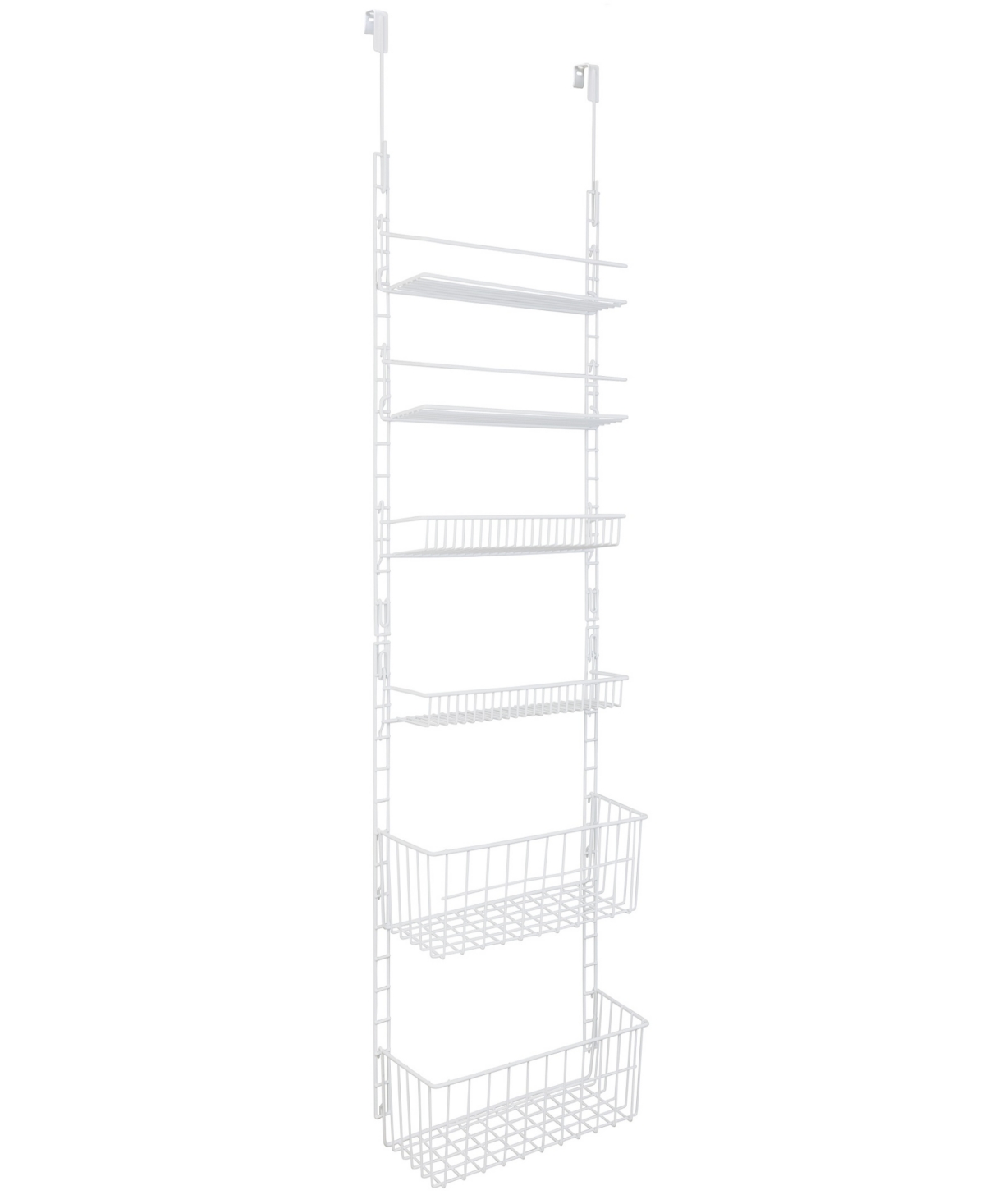 6-Tier Over the Door Pantry Organizer Rack with Adjustable Shelves - White