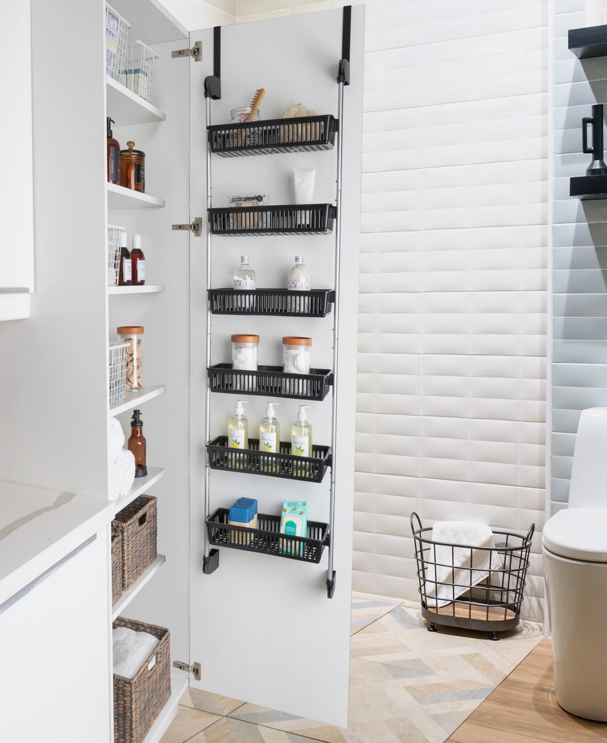 Shop Smart Design 6-tier Over The Door Pantry Organizer With 6 Full Baskets In Black