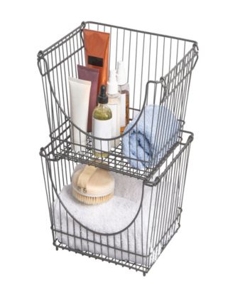Set of 6 Large Stacking Baskets with Handles, 12.5" x 8.5"