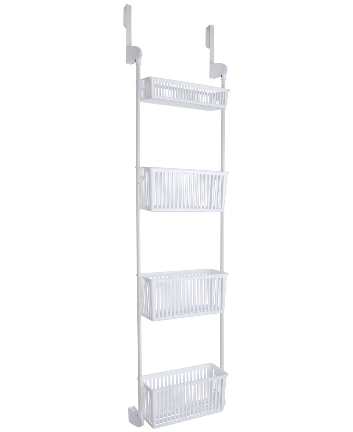 4-Tier Over-the-Door Hanging Pantry Organizer with Deep Baskets - White