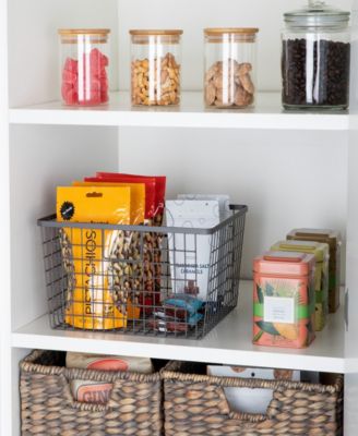 Nestable 12 x 12 x 6 inch Basket Organizer with Handles - Set of 4 