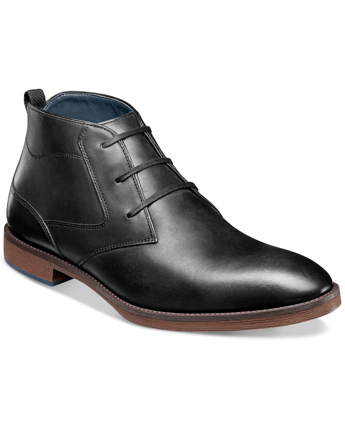 Shop Stacy Adams Men's Kyron Plain-toe Lace-up Boot In Black Smooth