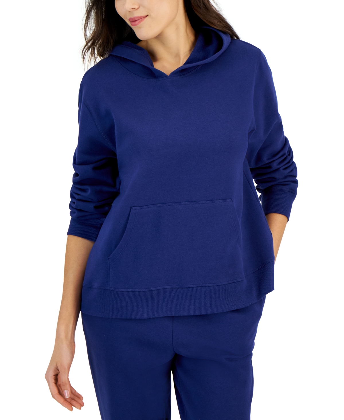 Id Ideology Women's Solid Sweatshirt Hoodie, Created For Macy's In Tartan Blue