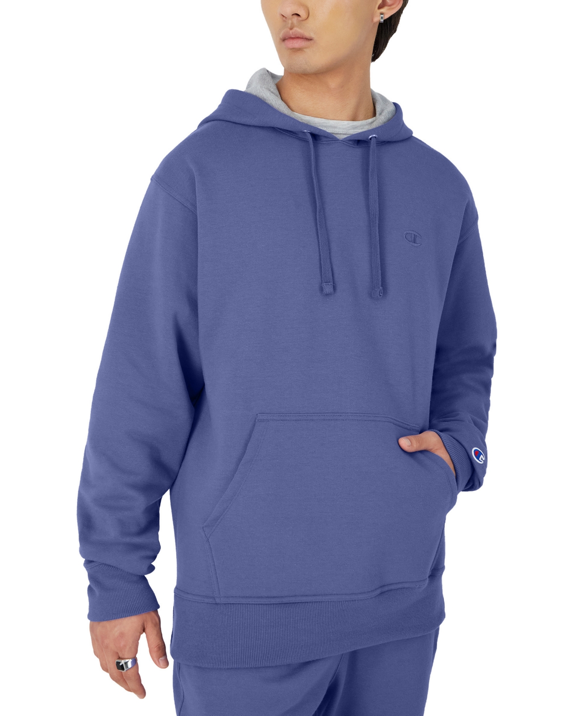 Champion Men s Powerblend Fleece Hoodie In Stone Crush Blue ModeSens