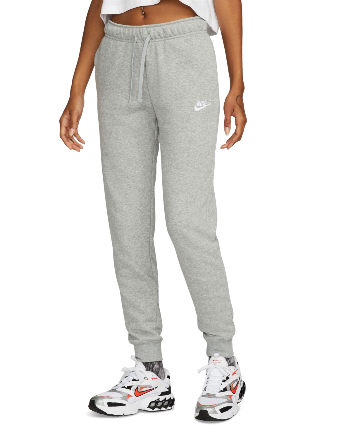 Shop Nike Women's Sportswear Club Fleece Mid-rise Joggers In Dark Grey Heather