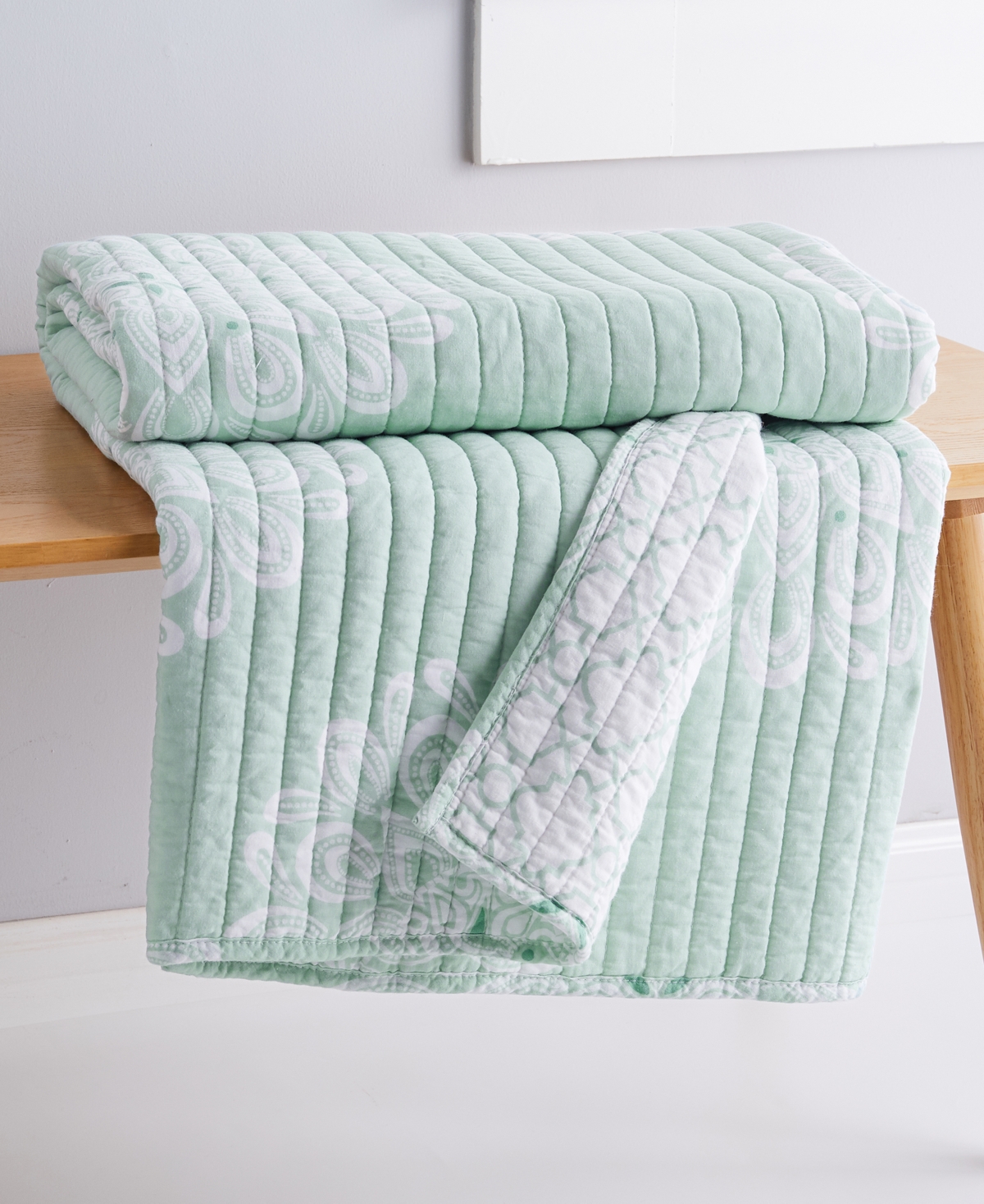 Shop Levtex Lara Reversible Quilted Throw, 50" X 60" In Spa