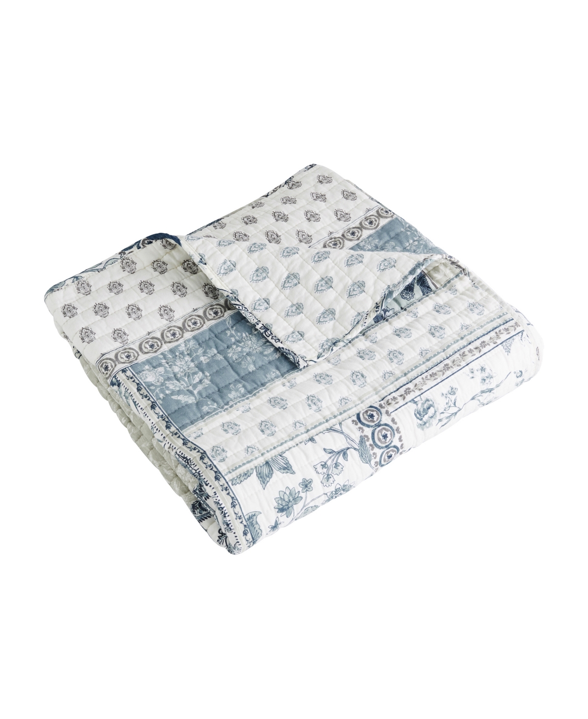 Shop Levtex Aliza Folk Art Reversible Quilted Throw, 50" X 60" In Blue