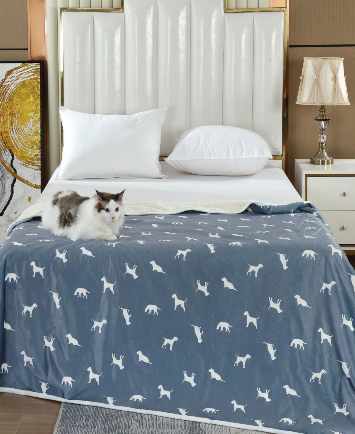 Happycare Textiles Advanced Water Resistant Pets Print Comfort Throw, 50