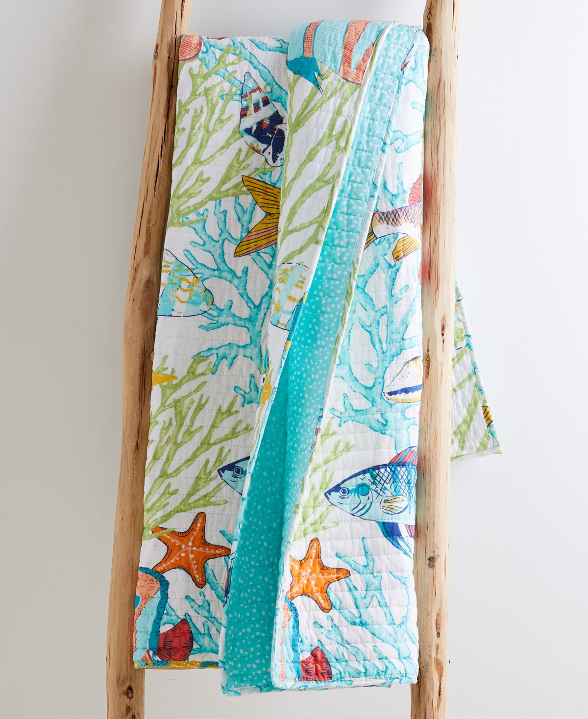 Levtex Beach Walk Coral Reef Reversible Quilted Throw, 50" X 60" In Multi