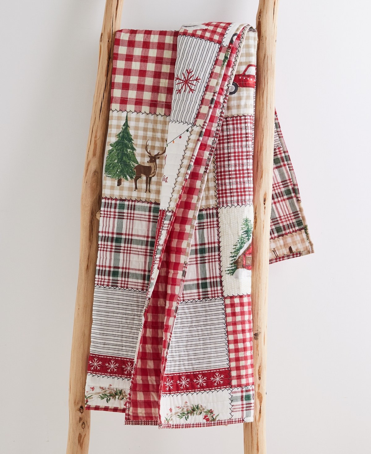 Levtex For Christmas Reversible Quilted Throw, 50" X 60" In Red