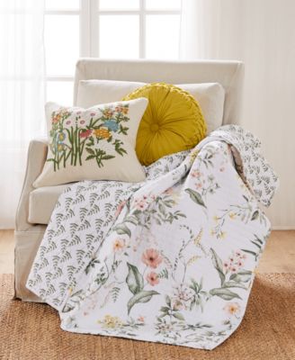 Viviana Flower Embroidered Decorative Pillow, 18" x 18"