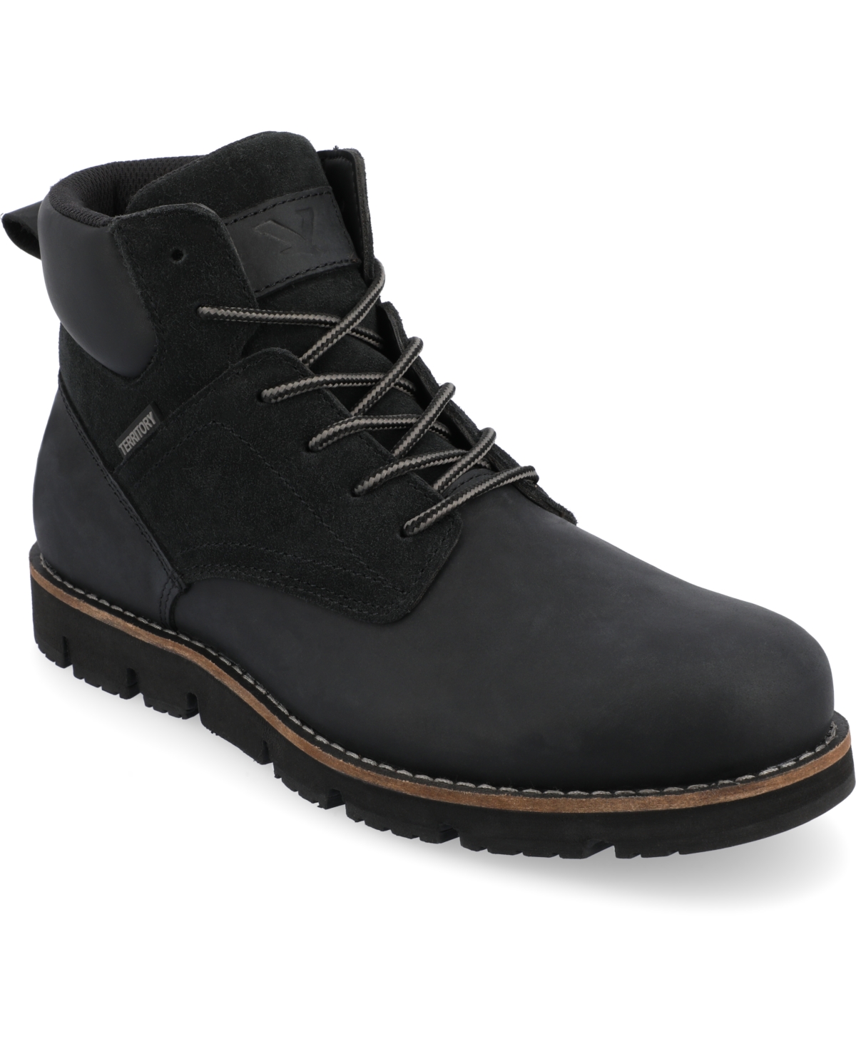 Shop Territory Men's Range Tru Comfort Foam Plain Toe Lace-up Ankle Boots In Black