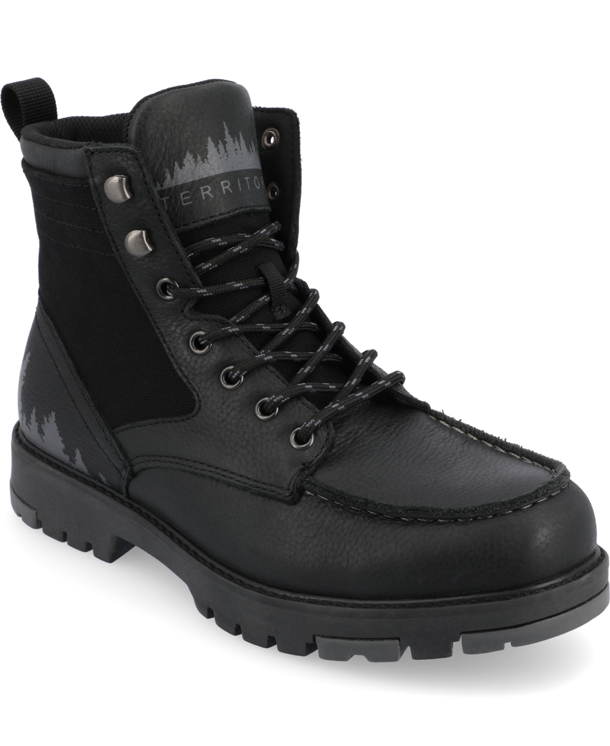 Shop Territory Men's Timber Tru Comfort Foam Moc Toe Lace-up Ankle Boots In Black