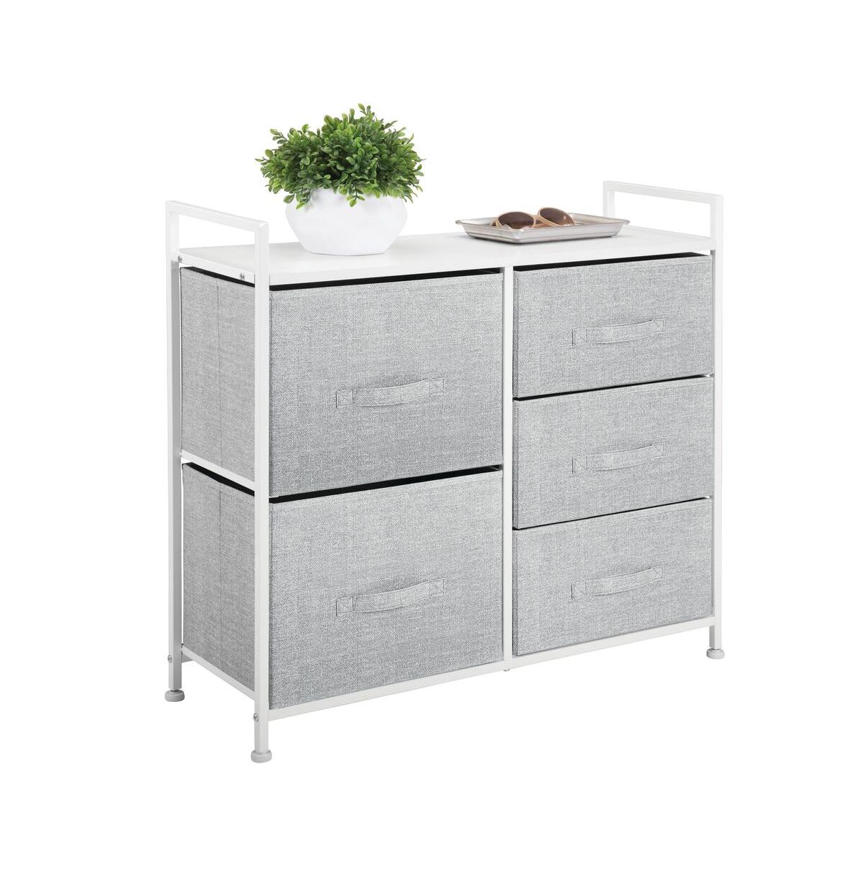 Storage Dresser Furniture, 5 Removable Fabric Drawers - Gray