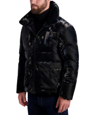 KARL LAGERFELD PARIS - Men's Shiny Bitmap Printed Puffer Jacket