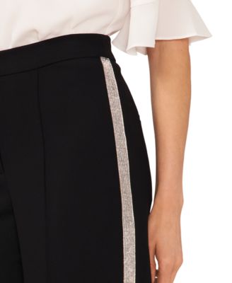 CeCe Women's Rhinestone Trim Wide-Leg Pants 