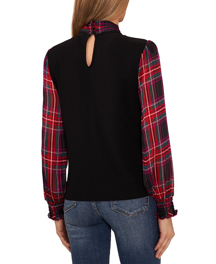 Tie Neck Blouse, Spicy Tattersall main image 0