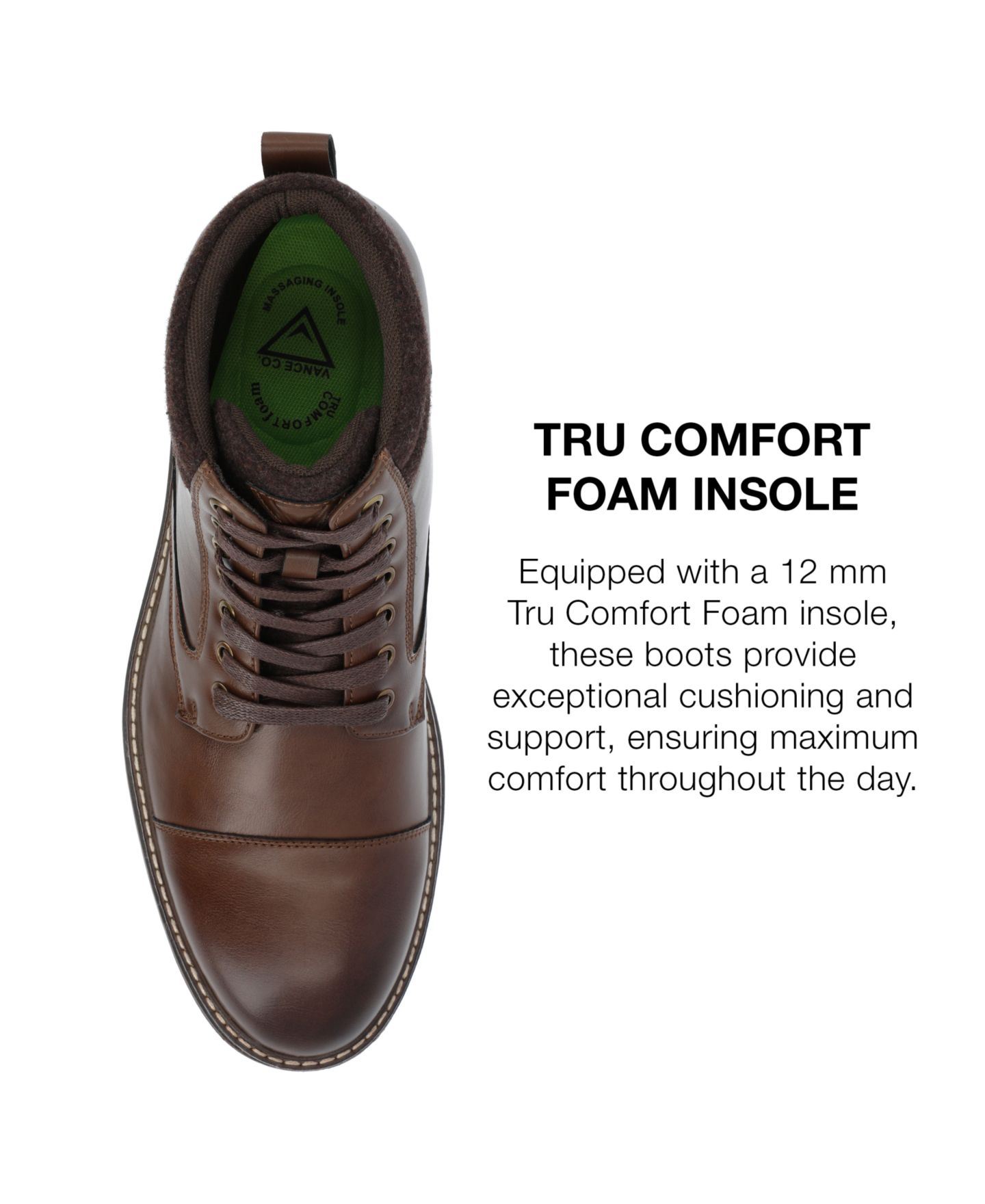 Мужские ботинки Vance Co. Fegan Tru Comfort Foam Cap Toe Lace-Up Ankle, цвет: Коричневый — фото 6