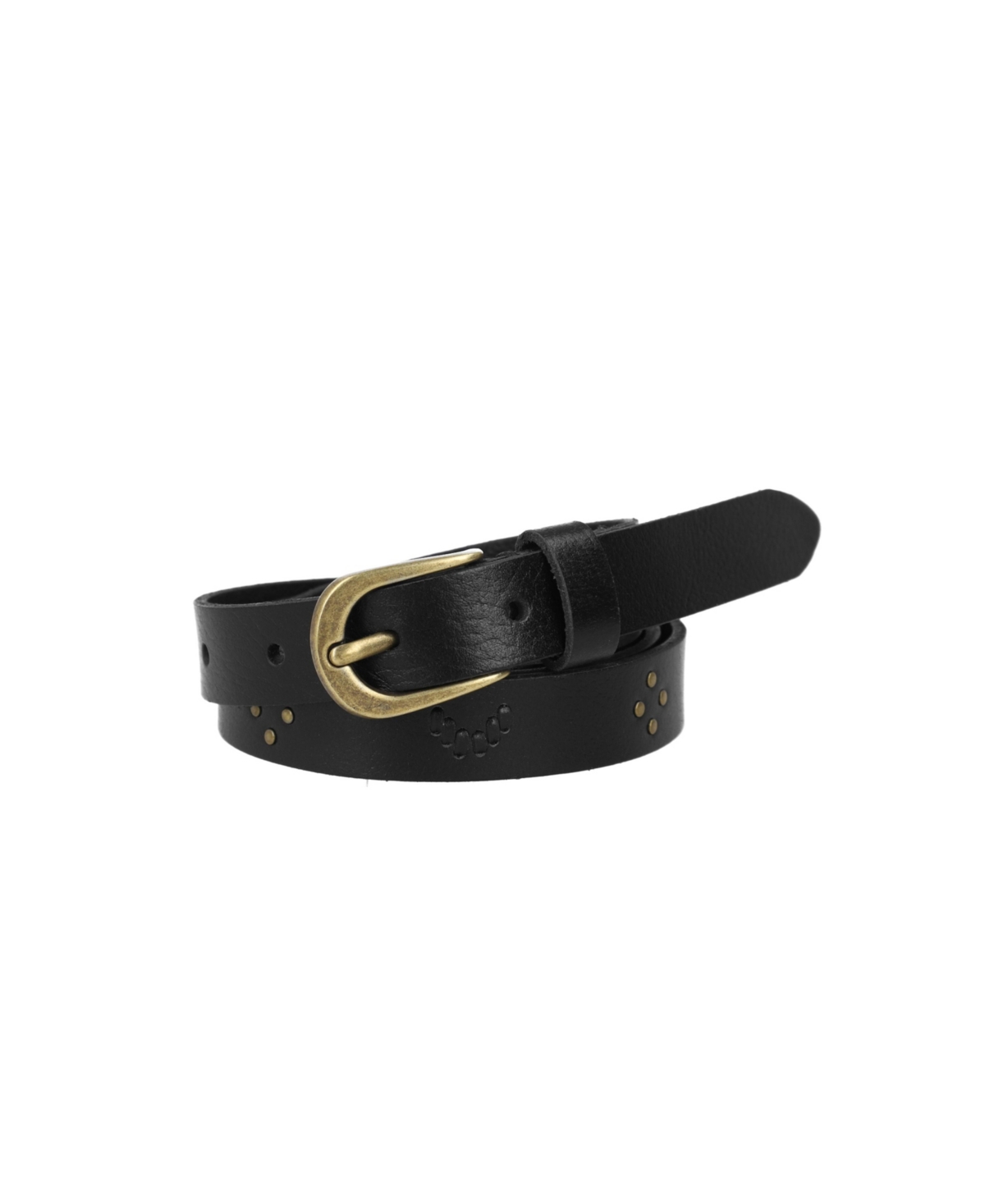 Women's 20mm Beaded Leather Belt - Black