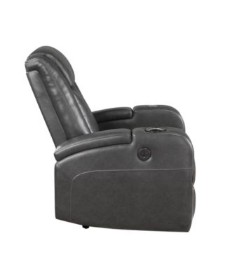 White Label Bryce 36" Power Reclining Chair with Wireless Charger, Cooling Cup-Holder, Storage Arms, Speakers, Led Light and USB Port